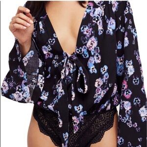 Free People Intimately Forties Feel
Bodysuit Blue Black Combo Size Small